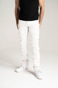 Stretch Stacked Twill Pants With Frayed Patch