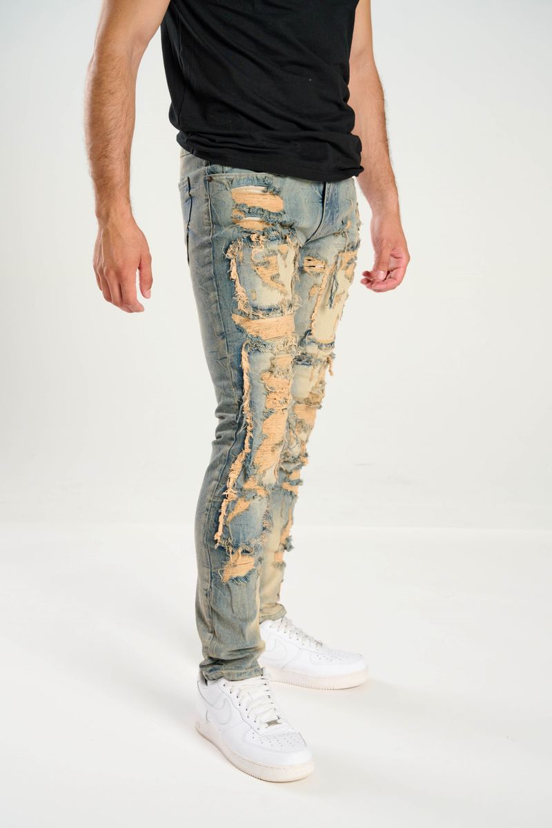 SLIM FIT PATCH & RIP/REPAIR DENIM